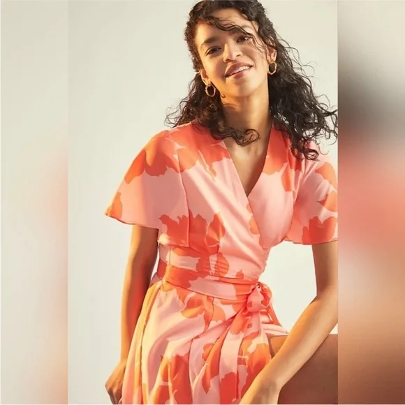 Anthropologie Hutch Pink Floral Reva Wrap Maxi Dress size XS Like New - Picture 5 of 16